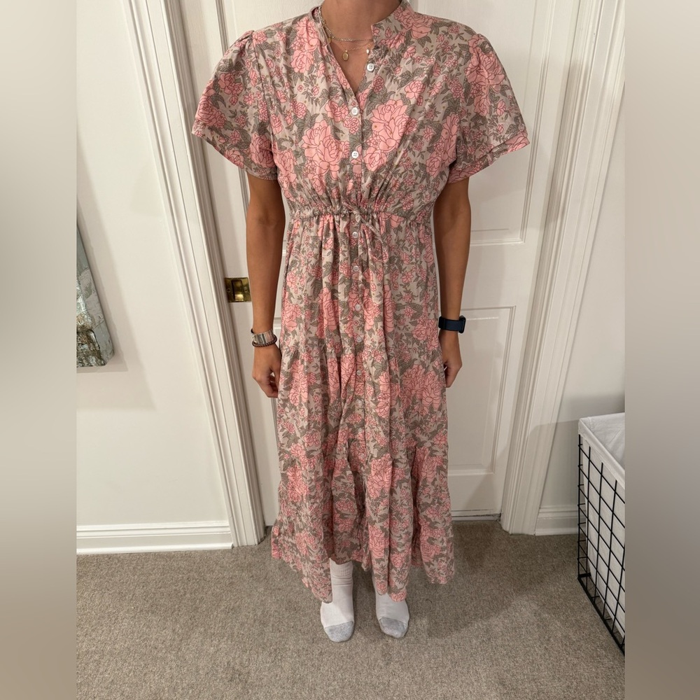 Floral Pink and Gray Women's Dress